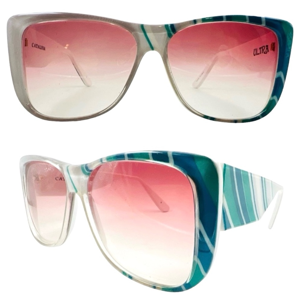 1980’s Ultra Thick Oversized Angular Sunglasses, Model Catalina, Made in Italy